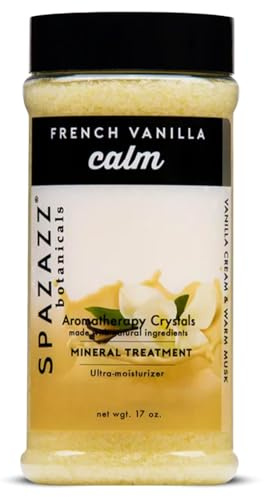 Spazazz Botanicals - Cristalli per aromaterapia alla vaniglia francese e da bagno, 500 ml, cristalli e sali da bagno per vasca idromassaggio e vasca da bagno, sali profumati per aromaterapia per il