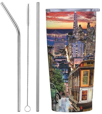 YFSGDLBN San Francisco Mug isotherme en acier inoxydable avec imprimé 591 ml