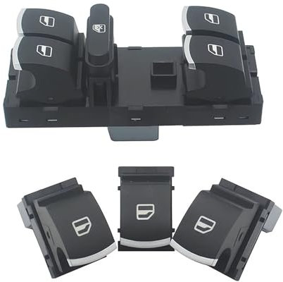 Mando Botonera Elevalunas para Seat para Altea para Ibiza para Leon para Toledo 2004-2010 4 PCS Interruptor Ventana Principal Cromado Botón Control Elevación Automática Botonera Elevalunas