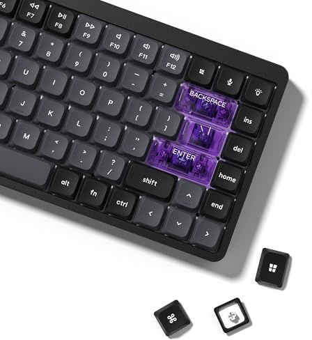 LQXQ Low Profile Keycaps, Double Shot PBT, Transparent, Dunkelgrau/Violett | PC-Material, kompatibel mit den meisten MX-Switches für 60/75/100%(nur Tastenkappen)