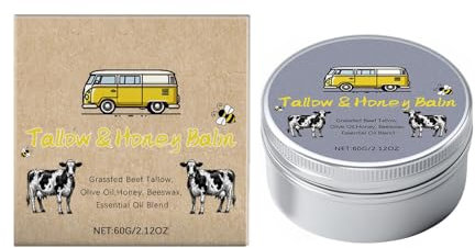 Grass-fed facial moisturizer/cowhide and essential oil, organic raw honey and beeswax, pressed with olive oil