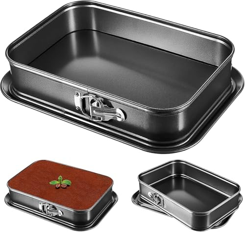 Malloom 2 Pcs Cake Tin, 35x24cm Spring Form Pan Rectangular Cake Baking Trays Cheesecake Tin for Baking with Removable Bottom, Baking Pan Cake Molds