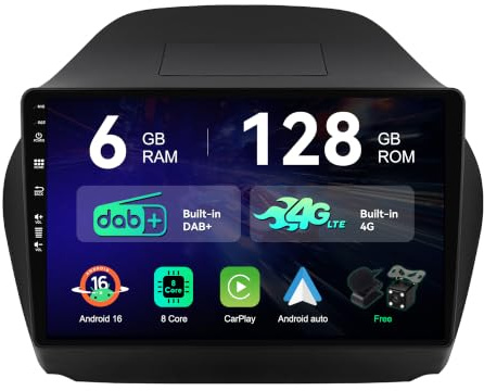 [6G+128G | Eingebaut DAB+ 4G] - MSD Autoradio für Hyundai IX35 (2010-2017) | Android 16 GPS Radio | CarPlay Android Auto Lenkradsteuerung Dual-Band WiFi DSP | Caméra MIC | Octa-Core 2 Din 10.1 Zoll