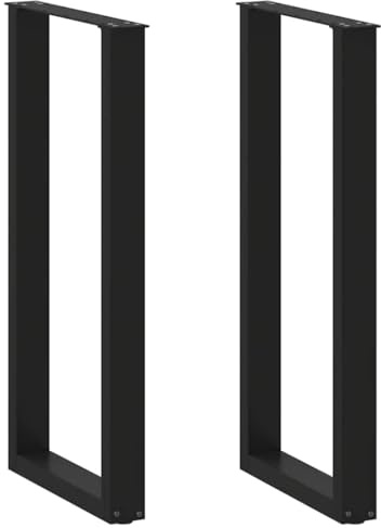 HFXHIJXQ Bartischbeine Schwarz 40 x (100-101) cm U-Form aus pulverbeschichtetem Stahl Robuste Tischbeine Höhenverstellbare Füße für Couchtisch Stehtisch Küche Büro und Esszimmer