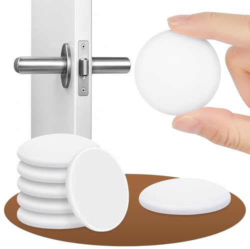 OSDUE Door Stopper, 6PCS Wall Protectors Door Handle Stopper | Round Self Adhesive Doorstops Bumper Pads, Sticky Soft Close Dampers for Wall Fridge Cupboard (1.57inch, White)