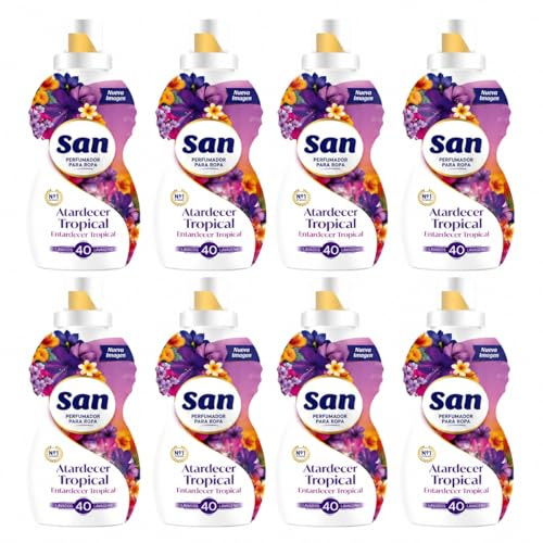 Rasmacor | Pack 8 unidades SÁN Perfumador para Ropa Lavadora | Fragancia Atardecer Tropical | Duradera 40 Lavados