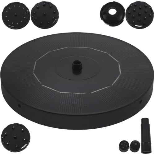 Fontaine Solaire Flottante Miniature Noire pour Bassin, Pompe 200l/h | Plastique et Métal, Alimentation Dc 4, 5-12 V, Usage en Bassin ou Piscine
