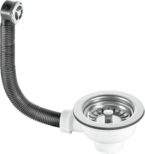 McAlpine 1.5 Basket Strainer Waste and Overflow 113mm Stainless Steel Flange Spring-Loaded Plug - BSWCLSOFSS