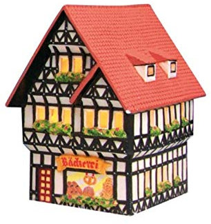 Bäckerei in Linz am Rhein aus Porzellan – Windlicht Lichthaus Miniatur-Modell – B16 x T11 x H17 cm - Dekohaus für Weihnachtsdorf Miniaturwelt Winterdeko Sammlerobjekt Weihnachtsdekoration