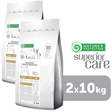 Nature's Protection Superior Care Empfindlich Haut und Magen Hundefutter für Ausgewachsene Hunde I Mit Lamm I Trockenfutter für Hunde mit Sensibler Haut I Magenfreundlich, 2 Packungen à 10kg