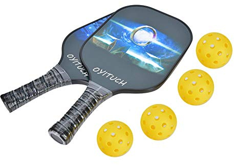 VGEBY Set de paletas Pickleball, Deporte Profesional de Fibra de Carbono para Exteriores Raqueta Pickleball Equipo Deportivo de Control de balón óptimo Pala Pickleball