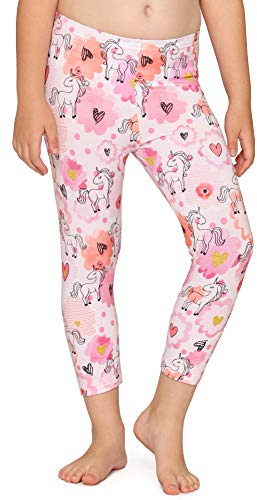 Merry Style Mädchen 3/4 Leggings MS10-405(Weiß/Einhorn,158)