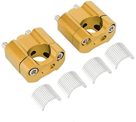Handlebar Riser, Pair of 22mm/28mm Motorcycle Handlebar Fat Bar Riser Mount Clamps Adapter CNC Aluminum Alloy(Gold)