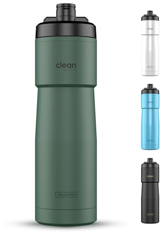 Clean Bottle Sport 23 oz Insulated Cycling Water Bottle, Green, Plastic & Stainless Steel, Enhanced Insulation & Hygiene, 682.15 cm³, Sports Water Bottles, Water Bottle