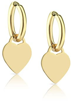 inSCINTILLE Herz Ohrringe Damen Edelstahl Inklusive Geschenkbox (Gold)