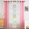 EMEMA Voile Vorhang Zweifarbiger Vorhang mit Ösen Transparente Gardine Ösenschal Fensterschal Lichtdurchlässig für Schlafzimmer 2er Set 140x215cm Rosa