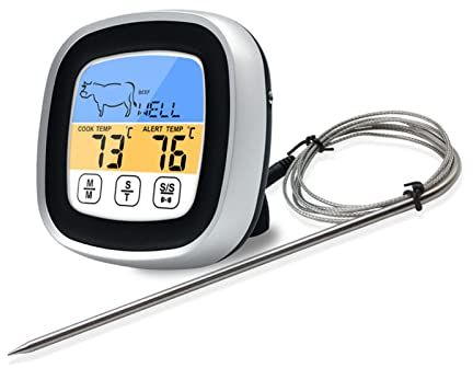 Digitales Fleischthermometer, großes LCD-Digital-Koch-Lebensmittel-Fleisch-Räucherofen-Küche-BBQ-Grill-Thermometer Sofort ablesbares digitales Fleischthermometer(Schwarz)