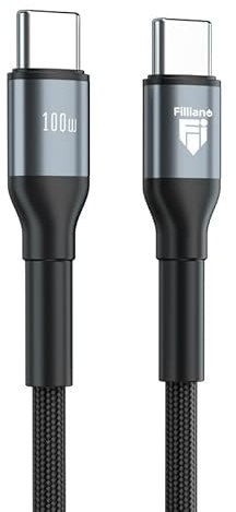 Filliano Cavo USB C Type-C 100W 20V/5A PD Ricarica rapida Chip E-Mark Cavo MacBook MacBook Pro iPad Pro 2021 MacBook Air ChromeBook Pixel Samsung Galaxy S21/S20