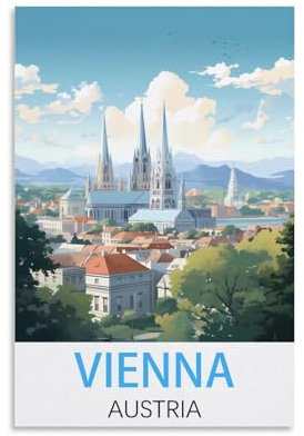 KmoNo Wien Österreich Vintage Reiseposter 20 x 30 cm Wanddekor Gemälde Leinwand Wandkunst Wohnzimmer Poster Schlafzimmer