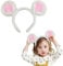 MEISH Soft Bear Ears Headbands Face Wash Headband Mouse Ears Hair Hoop Animal Hairband Cute Ears Headwear for Party Cosplay Supplies (White)