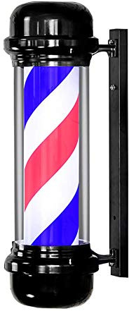 Generic Waterproof Barber Pole Led Light, Classic Style Rotating Hair Salon Barber Shop Sign - Red White Led Blue Strips - 71cm/28in