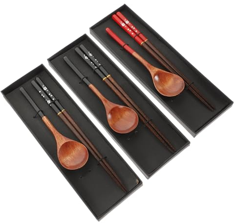 OKUMEYR Ensemble De 3 Cuillères En Bois De Style Couverts Élégants Pour Voyage Pique- Barbecue