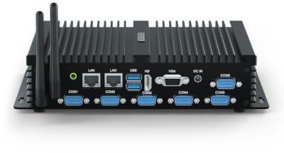 Fanless Mini PC Industrial Core i7 8550U Industriale Computer 6x RS232 COM | Embedded Edge PC senza ventola Dual Lan, 16GB RAM 256GB SSD, HD, VGA, Wifi, 3G/4G SIM Slot, Funzionamento affidabile 24/7