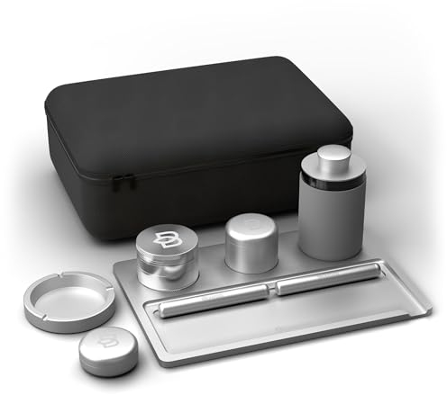 Bloomint Premium Grinder Set Box, 8-teilig aus hochwertigem Aluminium, Silber Grinder Geschenkset mit Tragetasche, Metall Grinder groß, 50142