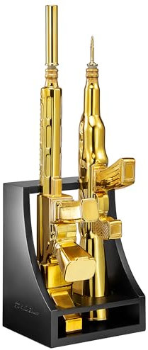 2 Gun Whiskey Decanters Set & Rifle Gun Decanter 1000ml - The Wine Savant - Gun Rack, Veteran Gifts, Home Bar, Guns Lover Gifts, Tik Tok Gun Decanter, Military Gifts - Gun Whiskey Decanter - Gold