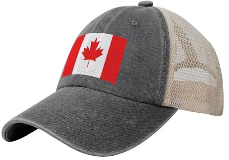 Baseballkappe mit niedlicher Flagge, Netzstoff für Herren und Damen, verstellbar, Baseballmütze, Trucker-Mütze, Outdoor-Sonnenhut, Flagge Kanadas, K00881384, Einheitsgr��e
