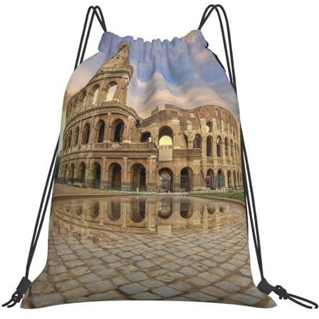 GaxfjRu The Colosseum in Rome Kordelzug-Tasche – praktische und wasserdichte Tasche mit Kordelzug für Fitnessstudio, Rucksack, Weiss/opulenter Garten, Einheitsgröße