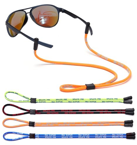 Boelley Eyeglasses Strap Holder 4 PACK-Adjustable Sports Sunglasses Strap Cord Lanyard String Chain Around Neck -Anti Slip Eyewear Retainer for Men Women Kids(Black Green Blue Orange)