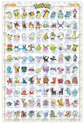 acalur Pokemon Johto Pokemon Leinwandposter Wandkunst Dekor Druck Bild Gemälde für Wohnzimmer Schlafzimmer Dekoration 30 x 45 cm
