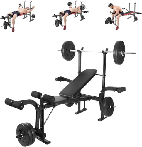 Mixtric 800 Lbs Verstellbare Hantelbank, Home Fitnessgerät Für Ganzkörpertraining, Schrägbank Mit Stahlrahmen, Für Krafttraining Und Fitness,Schwarz