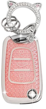 ZVRSUA Coque de Clé de Voiture pour Hyundai,Joli Porte Clé Voiture,Accessoire Voiture Compatible avec Hyundai i10 i20 i30 i40 ix20 ix30 ix35 Elantra Avante Kia Sportage Rio Ceed Picanto (Rose)