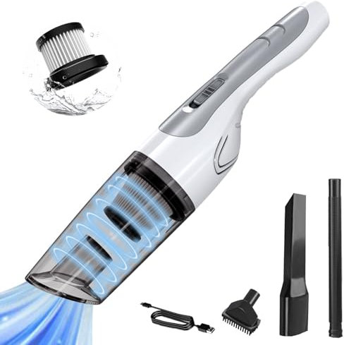 Akku Handstaubsauger Kabelloser 120W 12000Pa Autostaubsauger Mit HEPA Filter Wiederaufladbarer Mini Staubsauger für Auto,Haus,Küche,Tierhaare