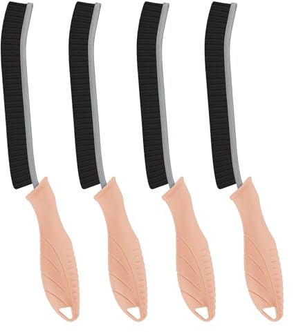 TQRR 4 Pièces Brosse Nettoyage Salle de Bain - Brosse à Joint Carrelage Poil Dur pour Cuisine et Fenêtre Éviers Toilettes WC Baignoire Carrelage Sol (4, Rose)