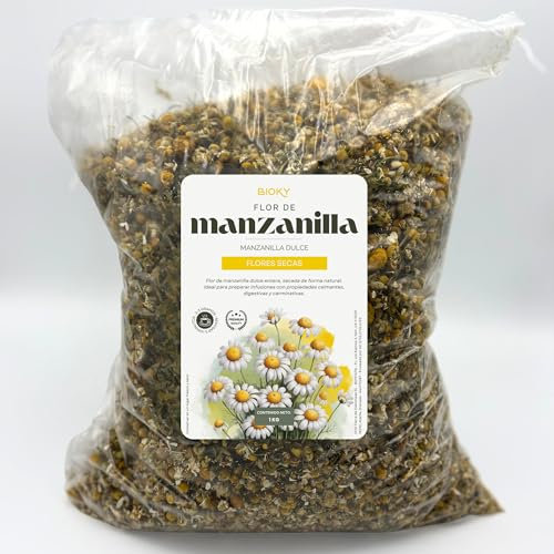 Manzanilla Natural en Flor a Granel 1kg - Variedad Dulce para Infusión Digestiva y Relajante | Infusiones Premium, Flores Secas y Enteras