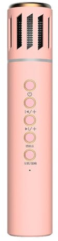 Jooehyer Microphone Bluetooth Microphone Portable Hand-Held Colorful Light Home KTV Karaoke Pink