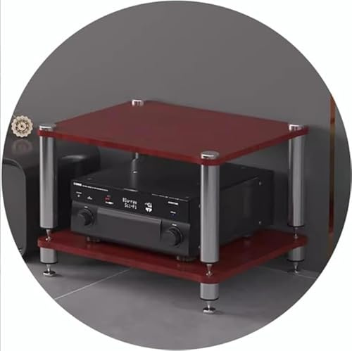 IEOWY 2-stufiges HiFi-Rack AV-Regal HiFi-Ständer Plattenspielerständer Geräteschrank Audio-Rack mit stoßdämpfenden Füßen Audio-Video-Komponenten (Farbe: Rot)