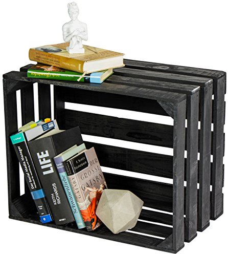 LAUBLUST Vintage Holzkiste Klein - Aufbewahrungskiste aus Holz | Geschenkkiste & Deko (Schwarz, 50 x 40 x 30 cm | XL)