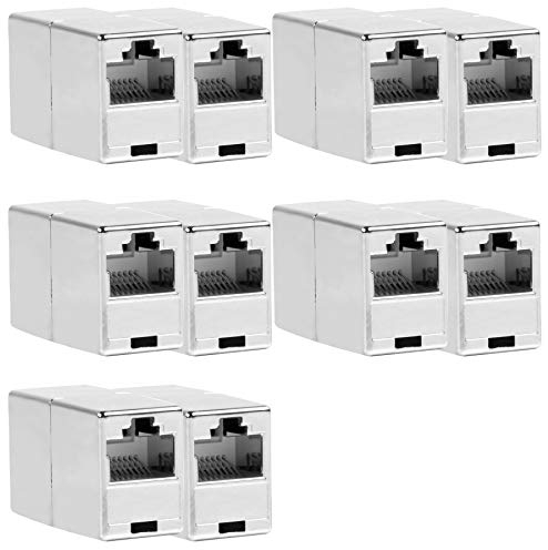 BIGtec 10 Stück RJ45 Ethernet LAN Kabel Kupplung Adapter Verbinder Netzwerk Modular Netzwerkkoppler für Patchkabel Netzwerkkabel Ethernetlan Ethernetkabel verlängern Verlängerung