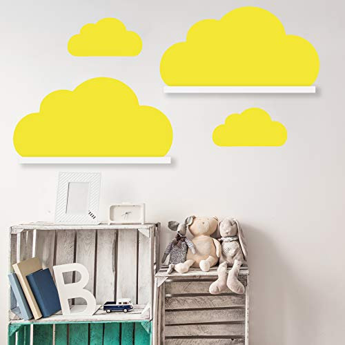 Wolken Set Wandtattoo Passend für deine Ikea RIBBA/MOSSLANDA Bilderleisten für Babyzimmer Kinderregale (Gelb)