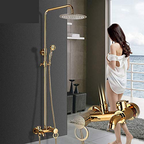 Robinets de baignoire De luxe en laiton doré robinet de salle de bains mitigeur Robinet de douche mural à main fixé au mur Ensembles de robinets de douche Chrome poli