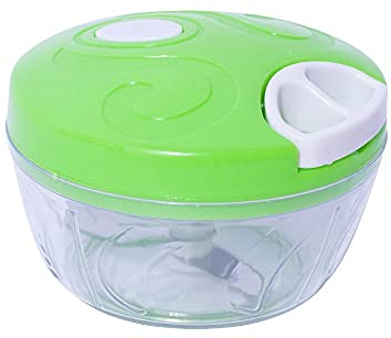 Gemüsehacker Zwiebelhacker Zerkleinerer Kräuterhacker Zwiebel, Uten Gemüseschneider mit 3 Klingen Gemüsehobel mit Sparschäler 500ML Mini Küchen Multizerkleinerer für Garlic, Herb, Onion Mischen (grün)