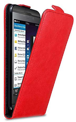 Cadorabo Hülle kompatibel mit BlackBerry Z10 Flip Design aus Premium Kunst Leder Flip Klappbare Stoßfeste Magnetische Cover Hülle für BlackBerry Z10 Tasche in Rot