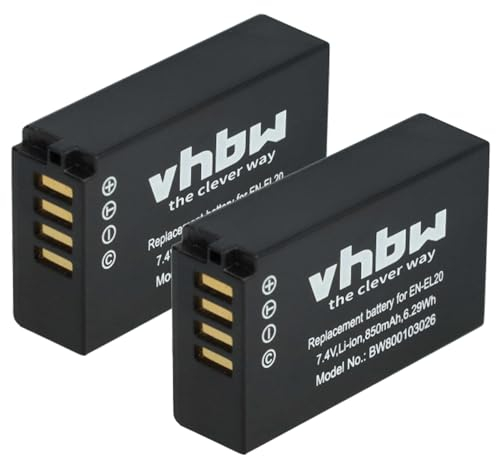 vhbw 2X Batteries Compatible avec Nikon CoolPix A, P1000, P950 Appareil Photo APRN (850mAh, 7,4V, Li-ION)