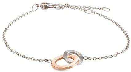 Boccia Damen Armband aus Titan in der Farbe Silber/Rosegold, antiallergen, 21cm, 03029-02