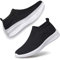 vibdiv Zapatos Planos Caminar Mujer Zapatillas Casual Zapatos Diarios sin Cordones Ligeros Cómodos Negro Blanco 43