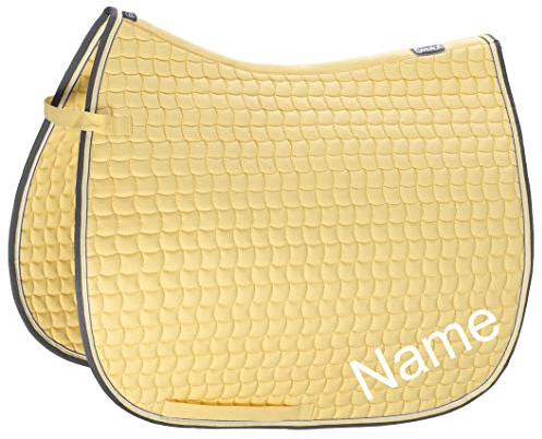 Eskadron Banana Cotton Pony Dressur-Schabracke mit individuellem Namen Bestickt, Schriftart:Comic, Garnfarbe Maderia:Bright Yellow 1924